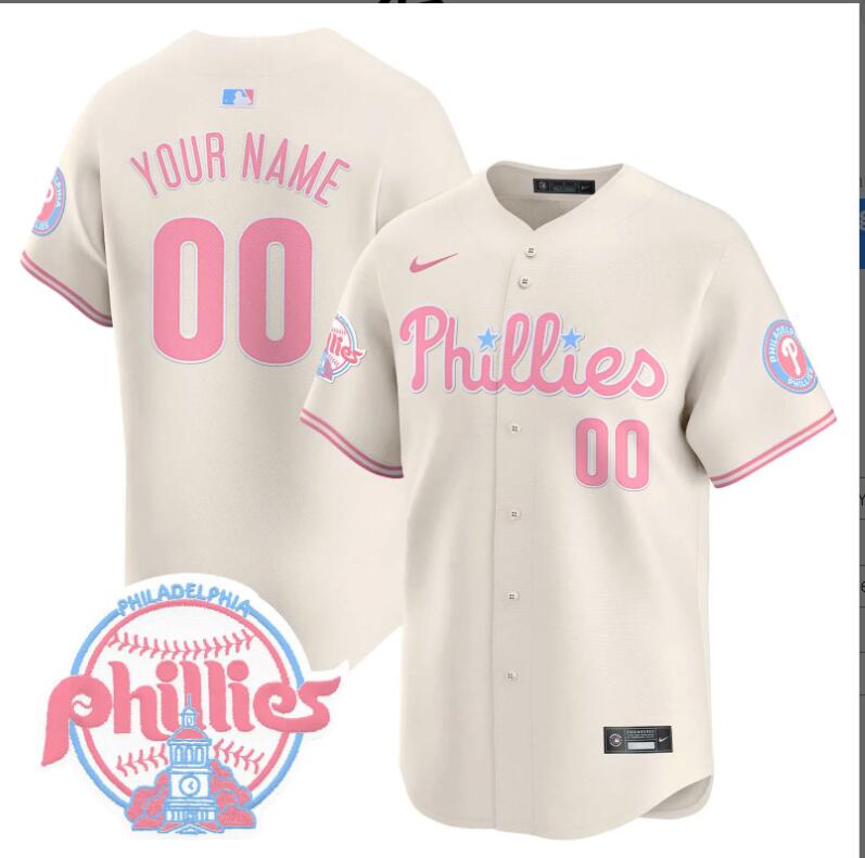 Men Philadelphia Phillies Custom cream 2024 MLB jersey->customized nfl jersey->Custom Jersey